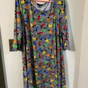3/4 length sleeve Christmas light dress